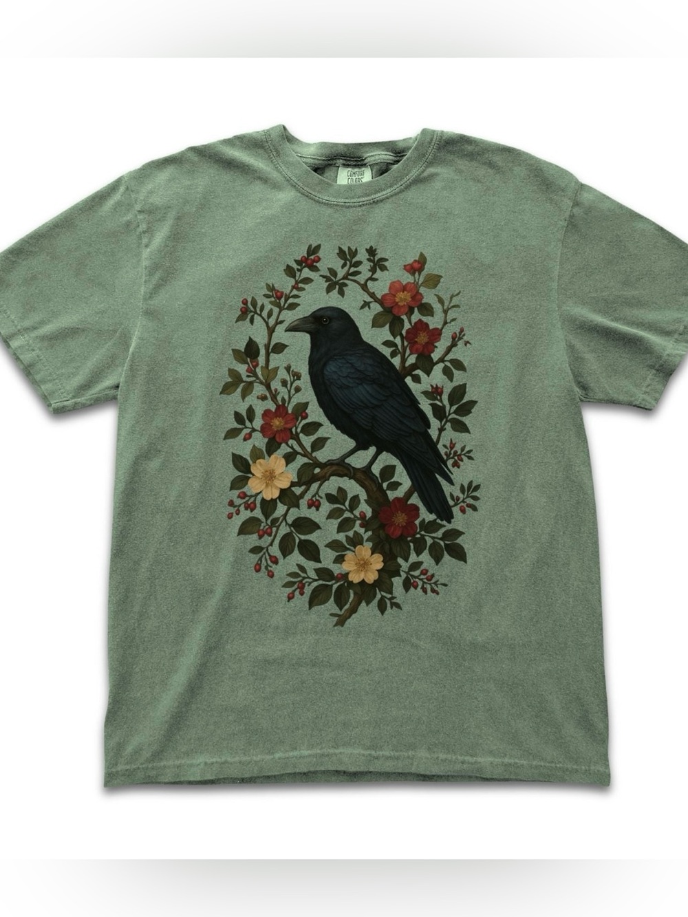 Comfort Colors Vintage Raven & Floral Print Graphic Teen